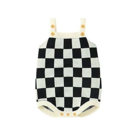 Qtinghua Newborn Baby Girl Summer Rompers Checkerboard Plaid Sleeveless Knitted One Piece Bodysuit Jumpsuit Outfits Black 6-12 Months
Qtinghua Newborn Baby Girl Summer Rompers Checkerboard Plaid Sleeveless Knitted One Piece Bodysuit Jumpsuit Outfits Black 6-12 Months