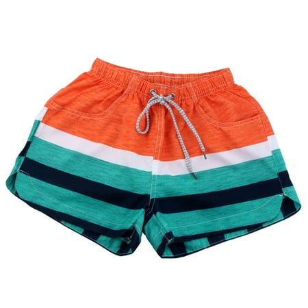 Women Summer Water Sports Stripes Pattern Sea Beach Shorts Swim Trunks S (US 23)