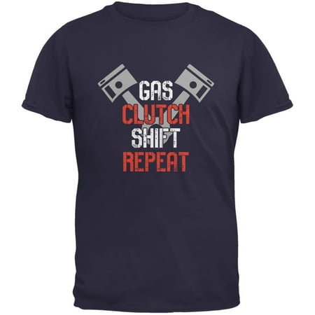 Gas Clutch Shift Repeat Navy Adult T-Shirt