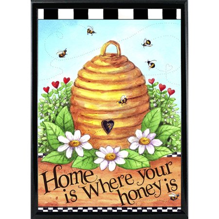 Bee Hive Home-MELHIP130945 Print 41"x29" by Melinda Hipsher in a Metal Frame Shiny Black