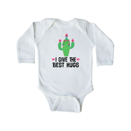 Inktastic Cactus Cute Girls Best Hugs Gift Baby Girl Long Sleeve Bodysuit