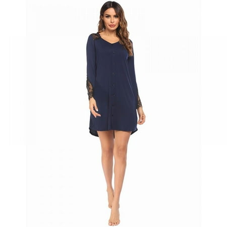 Ladies New Lace Stitching Solid Color Plus Size Pajamas V Neck Sleep Dress Loose Nighties
Ladies New Lace Stitching Solid Color Plus Size Pajamas V Neck Sleep Dress Loose Nighties