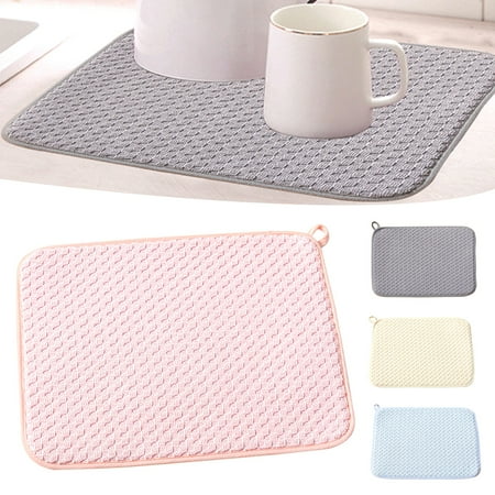 Microfiber Dish Drying Mat Super Absorbent Quick Dry Kitchen Countertop Pad