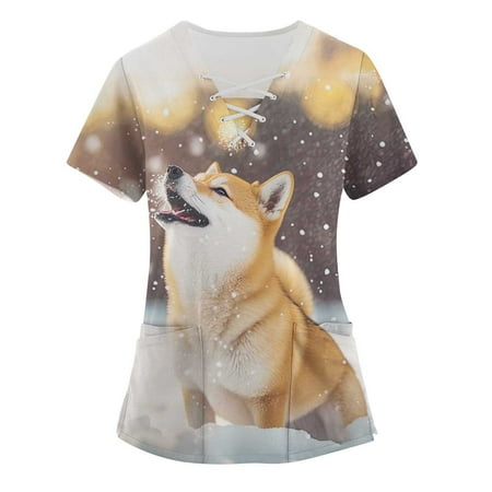 TKing Fashion Women Plus Size Scrubs Top V-Neck Short Sleeve Rabbit Print Pockets Work Blouse for Women Gold 5XL
TKing Fashion Women Plus Size Scrubs Top V-Neck Short Sleeve Rabbit Print Pockets Work Blouse for Women Gold 5XL
