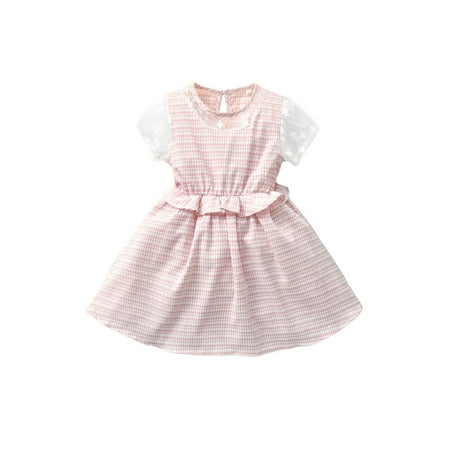 Imcute Infant Baby Girl Lace Short Sleeve Dress Plaid Print Round Neck Ruffle A-line Princess Dress Pink 3-4 Years
Imcute Infant Baby Girl Lace Short Sleeve Dress Plaid Print Round Neck Ruffle A-line Princess Dress Pink 3-4 Years