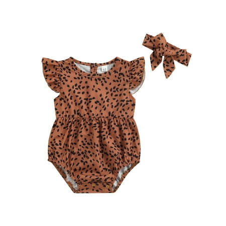 Canrulo 2Pcs Newborn Baby Girls Summer Outfits Leopard Print O-Neck Flying Sleeve Snaps Romper Headband Set Coffee 9-12 Months
Canrulo 2Pcs Newborn Baby Girls Summer Outfits Leopard Print O-Neck Flying Sleeve Snaps Romper Headband Set Coffee 9-12 Months
