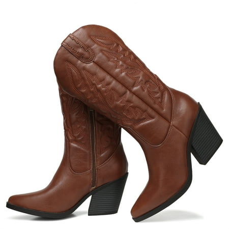 SHIBEVER Cowgirl Boots for Women Pointy Toe Women s Western Boots Cowboy Boots Pull On Mid Calf Chunky Heel Boots Brown 10
SHIBEVER Cowgirl Boots for Women Pointy Toe Women s Western Boots Cowboy Boots Pull On Mid Calf Chunky Heel Boots Brown 10