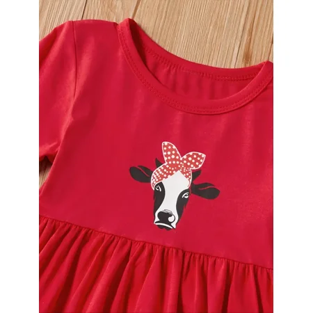 GEDER-F Toddler Girls Pants Set Casual Cow Print Ruffled Dress & Flower Cow Print Cotton Pants For Autumn And Spring
GEDER-F Toddler Girls Pants Set Casual Cow Print Ruffled Dress & Flower Cow Print Cotton Pants For Autumn And Spring