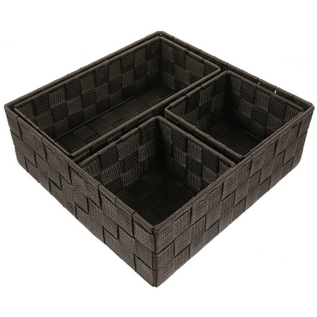 NUOLUX 4pcs Woven Storage Boxes Sundries Organizing Small Cube Bin Containers