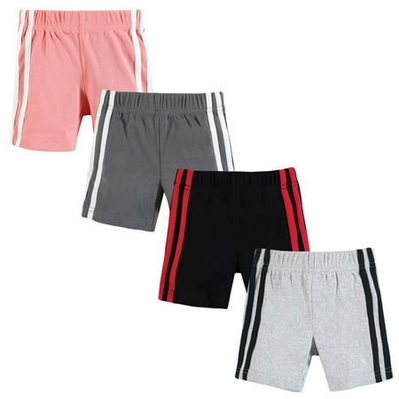 Hudson Baby Boy Shorts Bottoms 4-Pack Red Black 0-3 Months