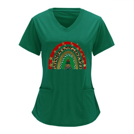TAIAOJING Women Scrubs Top V Neck Solid Color Overalls Partial Positioning Christmas Printing Solid Color Short Sleeve Top Overalls Shirt
TAIAOJING Women Scrubs Top V Neck Solid Color Overalls Partial Positioning Christmas Printing Solid Color Short Sleeve Top Overalls Shirt
