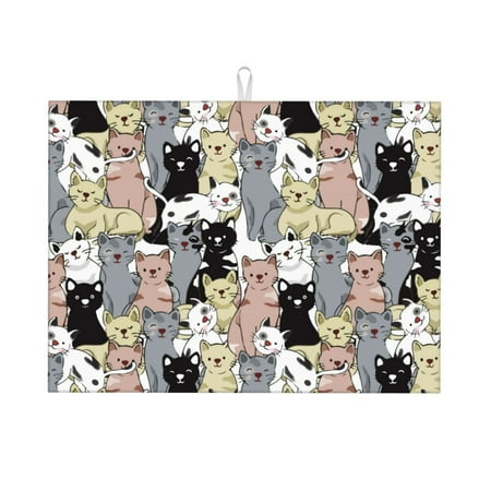 Dish Drying Mat Classic Cute Cartoon Cat_A Absorbent Microfiber Kitchen Mat Heat Resistant Drying Mat Kitchen Counter for Dishes Utensils Pots Pans Drainer Mats 18x24in
Dish Drying Mat Classic Cute Cartoon Cat_A Absorbent Microfiber Kitchen Mat Heat Resistant Drying Mat Kitchen Counter for Dishes Utensils Pots Pans Drainer Mats 18x24in
