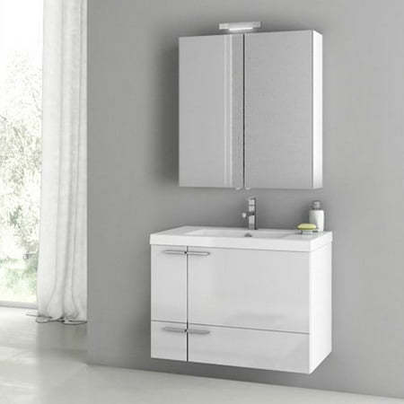 ACF by Nameeks ACF ANS25-GW New Space 31-in. Single Bathroom Vanity Set - Glossy White