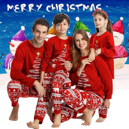 Christmas Family Matching Top and Pants Pajamas Sets Sizes Baby-Kids-Adult Unisex