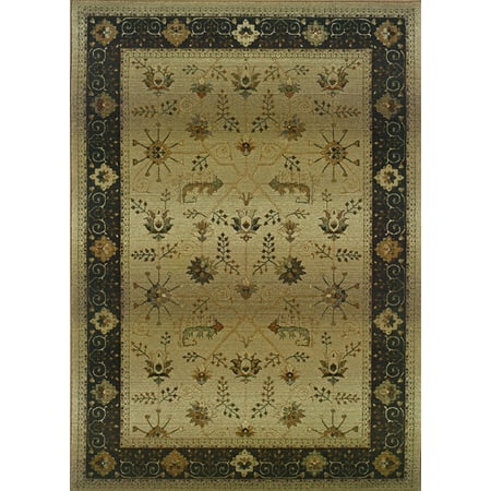 Moretti Vine Area Rugs - 112M1 Traditional Oriental Beige Persian Leaves Vines Flowers Rug
