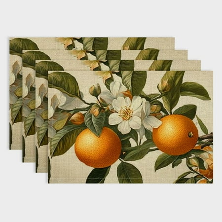 Shiartex Oranges Flowers Tree Branch Table Decor Linen Placemat Set of 4 for Birthday Parties Christmas Home Decoration 18x12in 
Shiartex Oranges Flowers Tree Branch Table Decor Linen Placemat Set of 4 for Birthday Parties Christmas Home Decoration 18x12in