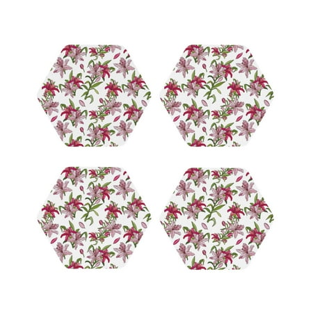 Leather Coasters Set of 4 - Red Pink Lilies Flowers Lightweight Non-Slip Drink Coasters for Desk Anti-Scalding Desk Cup Coasters for Office Table Decor Hexagon
Leather Coasters Set of 4 - Red Pink Lilies Flowers Lightweight Non-Slip Drink Coasters for Desk Anti-Scalding Desk Cup Coasters for Office Table Decor Hexagon