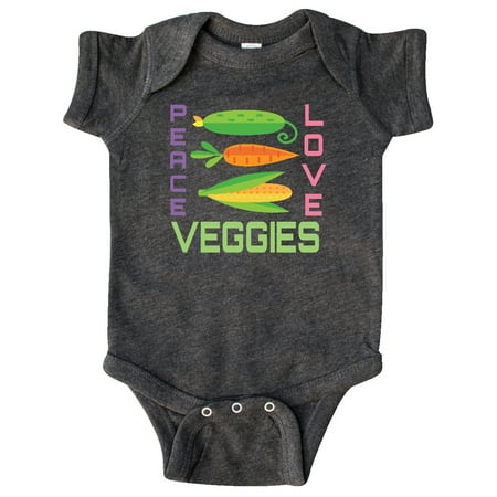 Inktastic Vegan Peace Love Veggies Gift Baby Boy or Baby Girl Bodysuit