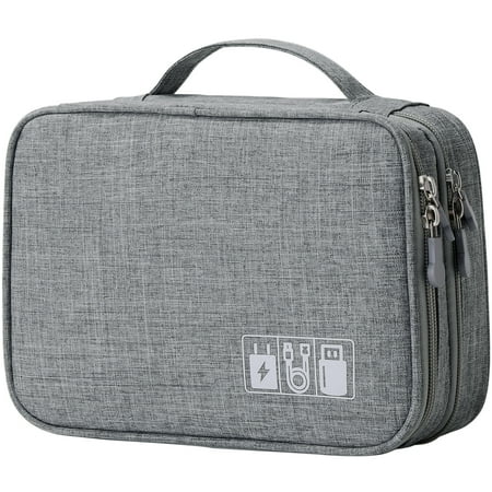 Travel Cable Organizer Bag, Two-Layer Electronics Accessories Organizer Bag for Cables, Chargers, Power Bank, Mouse,iPad, Phone, SD Card, Wires, Cords, and Accessories Red