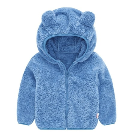 Wozhidaoke hats Toddler Baby Boy Cute Ear Zipper Solid Thick Hooded Coat Warm Outwear valentines day gifts for kids st patricks day decorations