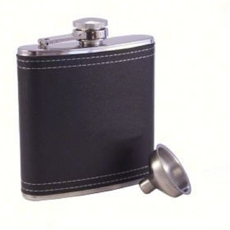 7.25" Leather Black Stainless Steel Flask