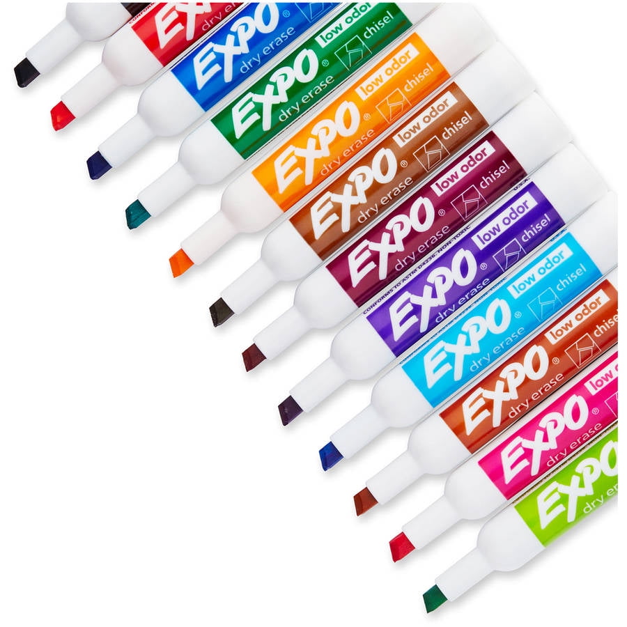EXPO Low Odor Dry Erase Markers, Chisel Tip, Assorted, 16/Set ...