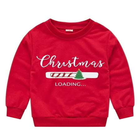 Leesechin Toddler Tops Long Sleeve Clearance Autumn Winter Baby Boys Girls Christmas Cartoon Print Round Neck Pullover Sweatshirt