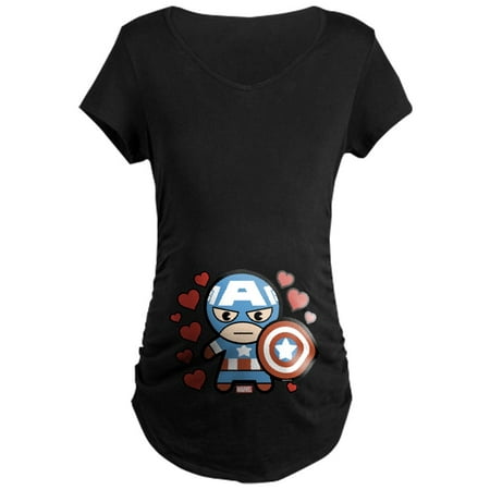 CafePress - Captain America Hearts Maternity T Shirt - Maternity Dark T-Shirt