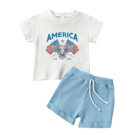 Musuos 4th of July Baby Boys Letter Eagle Print T-Shirt Tops Drawstring Elastic Shorts
Musuos 4th of July Baby Boys Letter Eagle Print T-Shirt Tops Drawstring Elastic Shorts