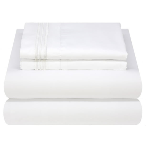 Mezzati Luxury 1800 Prestige Soft and Comfortable Collection Bed Sheets Set Queen White