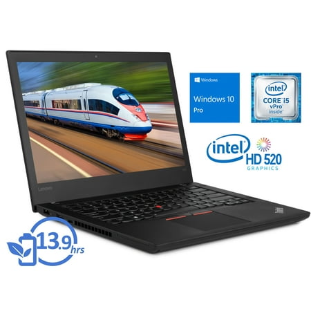Lenovo ThinkPad T470 Notebook, 14" HD Display, Intel Core i5-6300U Upto 3, 8GB RAM, 128GB NVMe SSD, HDMI, Thunderbolt, Card Reader, Wi-Fi, Bluetooth, Windows 10 Pro