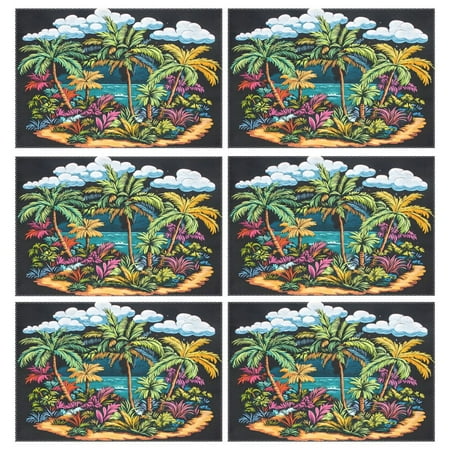 Ryvnso Placemats Set of 6 Coconut Tree Scene Dining Mats Heat-Resistant Non-Slip Washable Table Mat 
Ryvnso Placemats Set of 6 Coconut Tree Scene Dining Mats Heat-Resistant Non-Slip Washable Table Mat
