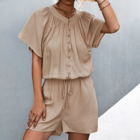 Finelylove Womens Lounge Shorts Plus Size Maternity Shorts Pleated Low Waist Rise Solid Beige M