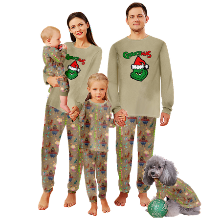 FUNIER Holiday Family Matching Christmas Pajamas Sleepwear Set Grinch Khaki Print Sizes Baby-Kids-Adult-Pet 2 Pieces Top and Pants Bodysuits Unisex Pajamas Set
FUNIER Holiday Family Matching Christmas Pajamas Sleepwear Set Grinch Khaki Print Sizes Baby-Kids-Adult-Pet 2 Pieces Top and Pants Bodysuits Unisex Pajamas Set