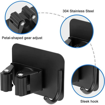 Wall Mounted Broom Hook No Drilling Wall Mounted Broom Holder Garden Tool Holder etc Indoor and Outdoor High Quality Stainless Steel Freestanding Mop Hook (4 Pieces) - Black
Wall Mounted Broom Hook No Drilling Wall Mounted Broom Holder Garden Tool Holder etc Indoor and Outdoor High Quality Stainless Steel Freestanding Mop Hook (4 Pieces) - Black