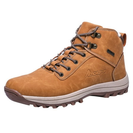 jsaierl Fashion Winter Men Lace-Up Outdoor Sport Shoes Keep Warm Mountaineering Boots