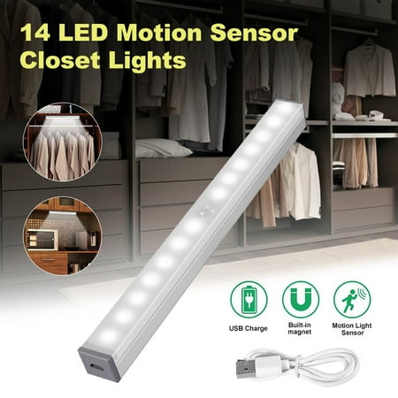 14 LED Motion Sensor Closet Lights USB Rechargeable Portable with Magnetic Strip for Closet Cabinet Wardrobe Kitchen 1 Pcs
14 LED Motion Sensor Closet Lights USB Rechargeable Portable with Magnetic Strip for Closet Cabinet Wardrobe Kitchen 1 Pcs