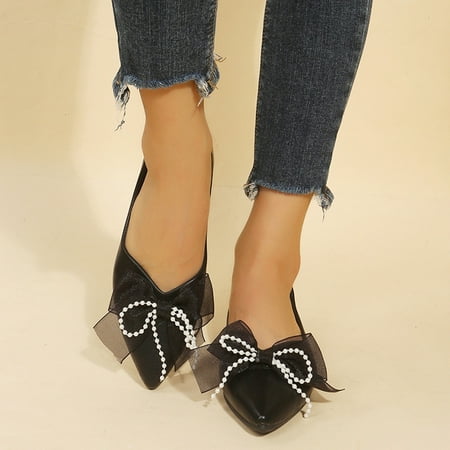 Cathalem Ladies Fashion Leather Pearl Mesh Bow Shallow Mouth Comfortable Flat Casual Shoes Womens Dresses Casual Shoes Black 6
Cathalem Ladies Fashion Leather Pearl Mesh Bow Shallow Mouth Comfortable Flat Casual Shoes Womens Dresses Casual Shoes Black 6