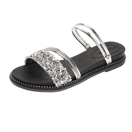 Mortilo Ladies Fashion Summer Rhinestone Slip On Buckle Fish Mouth Flat Sandals Cloth sandals for Women Silver
Mortilo Ladies Fashion Summer Rhinestone Slip On Buckle Fish Mouth Flat Sandals Cloth sandals for Women Silver