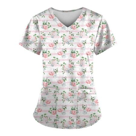 XHJUN Scrub Tops Print Nurse Uniforms for Women Breathable Patterned Short Sleeve V-Neck Plus Size Shirts Tee Tops with Pockets White XXL
XHJUN Scrub Tops Print Nurse Uniforms for Women Breathable Patterned Short Sleeve V-Neck Plus Size Shirts Tee Tops with Pockets White XXL