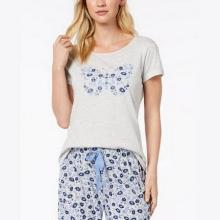 Charter Club Graphic Pajama Top Various Sizes: M/Floral Butterfly