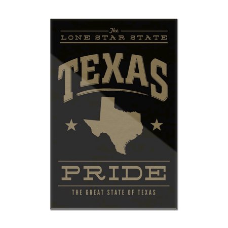 Texas State Pride - Gold on Black - Lantern Press Artwork (12x18 Acrylic Wall Art Gallery Quality)