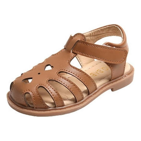Summer Savings Clearance! ITSUN Girls Sandals Baby Shoes Baby Girl Children s Hollow Out Princess Shoes Soft-soled Casual Beach Sandals Brown Sizes 8-13.5