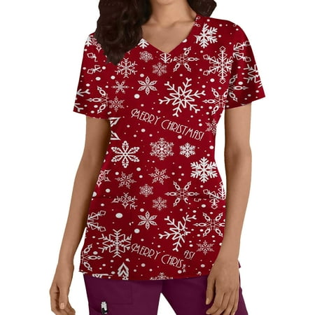 Working Uniform For Women Xmas T Shirt V Neck Short Sleeve Christmas Pattern Printed Scrub Tops With Pockets
Working Uniform For Women Xmas T Shirt V Neck Short Sleeve Christmas Pattern Printed Scrub Tops With Pockets
