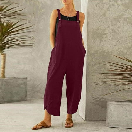 Cathalem Sleeveless Jumper Women Wide Leg Jumpsuit Suspender Sleeveless Loose Fit Romper Pants Overall Pajamas Pants Wine X-Large
Cathalem Sleeveless Jumper Women Wide Leg Jumpsuit Suspender Sleeveless Loose Fit Romper Pants Overall Pajamas Pants Wine X-Large