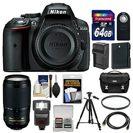 Nikon D5300 Digital SLR Camera Body (Black) with 70-300mm VR Zoom Lens + 64GB Card + Case + Flash + Battery & Charger + Tripod Kit Nikon D5300 Digital SLR Camera Body (Black) with 70-300mm VR Zoom Lens + 64GB Card + Case + Flash + Battery & Charger + Tripod Kit