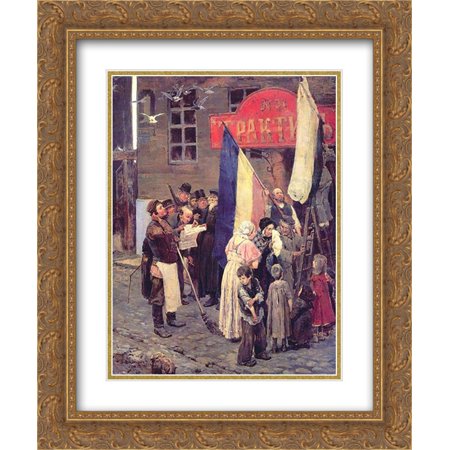Viktor Vasnetsov 2x Matted 20x24 Gold Ornate Framed Art Print 'News of the capture of Kars'