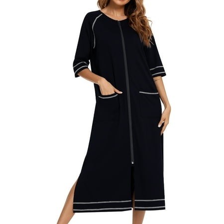 Homgro Women s Long House Coat Full Zipper Robes Maternity Nursing Breastfeeding Housecoat Duster with Pockets Lightweight Nightgown Sleepwear Zip Up Bathrobe Half Sleeve Black Medium
Homgro Women s Long House Coat Full Zipper Robes Maternity Nursing Breastfeeding Housecoat Duster with Pockets Lightweight Nightgown Sleepwear Zip Up Bathrobe Half Sleeve Black Medium