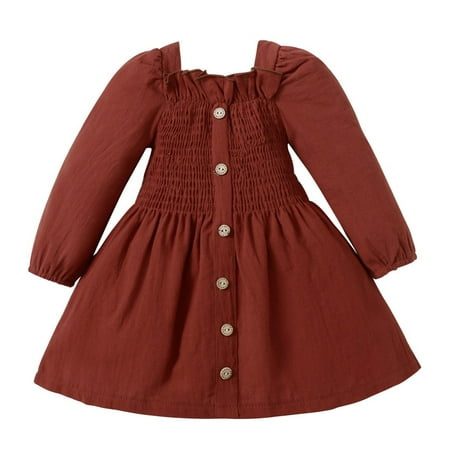 Lovebay Toddler Baby Girl Casual Dress Kid Girl Long Sleeve Smocked Dress Square Neck Solid Dress Vintage Play Wear Dresses 1-5 Years
Lovebay Toddler Baby Girl Casual Dress Kid Girl Long Sleeve Smocked Dress Square Neck Solid Dress Vintage Play Wear Dresses 1-5 Years