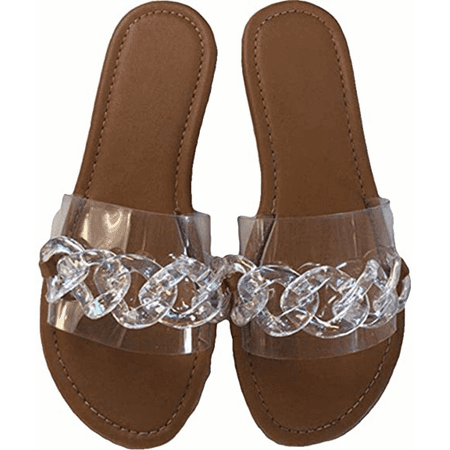 Wish Women Sandals Beach Open Toe Flat Slippers Transparent Fashion Colorful Chain Clear Slide Flip Flops Slip on Outdoor Beach -----Brown(Size 41) S1673
Wish Women Sandals Beach Open Toe Flat Slippers Transparent Fashion Colorful Chain Clear Slide Flip Flops Slip on Outdoor Beach -----Brown(Size 41) S1673